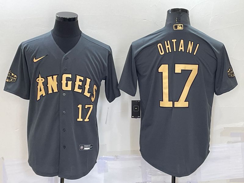 Cheap Men Los Angeles Angels 17 Ohtani Grey 2022 All Star Nike MLB Jerseys